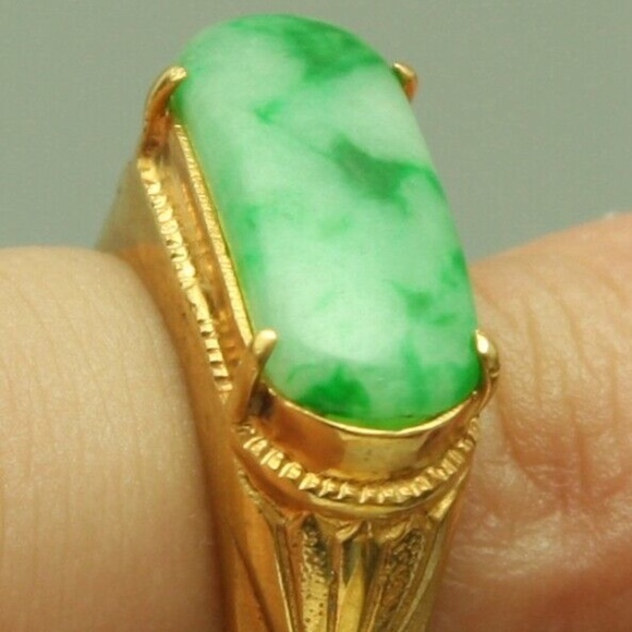 Cert'd Genuine Untreated Green A Jadeite Jade 925 Silver US 6 Ring - Picture 7 of 12